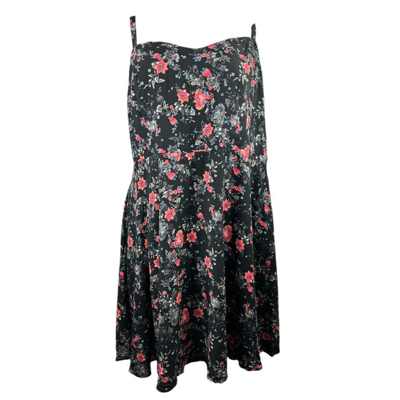 Torrid Mini Challis Sleeveless Dress Black Floral Smock Sundress Plus Size 4 4X - Picture 2 of 10